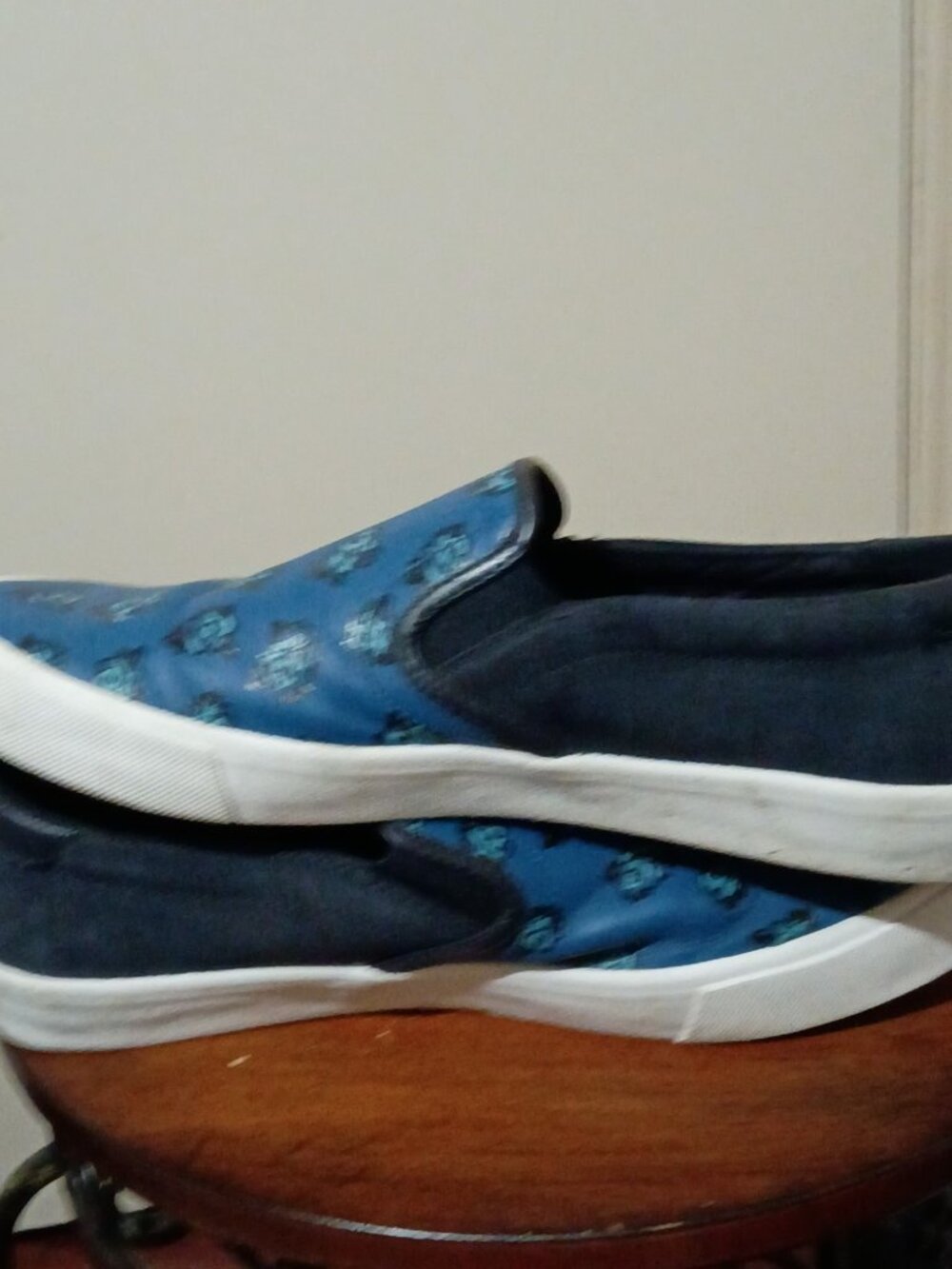 Coach Slip On Blue Black Monogram Sateen Black Low Sneakers Men's Size 11D - Picture 11 of 12